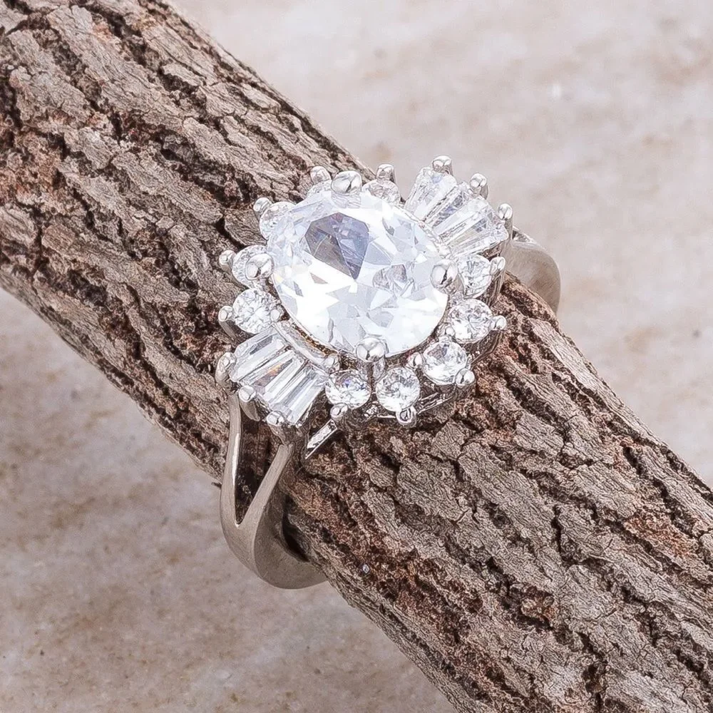 3 Ct. Oval~Round~Baguette Simulated Diamond Ring